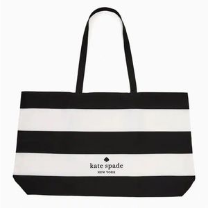 Kate Spade Extra Large Striped Canvas Tote Bag Black / white OS